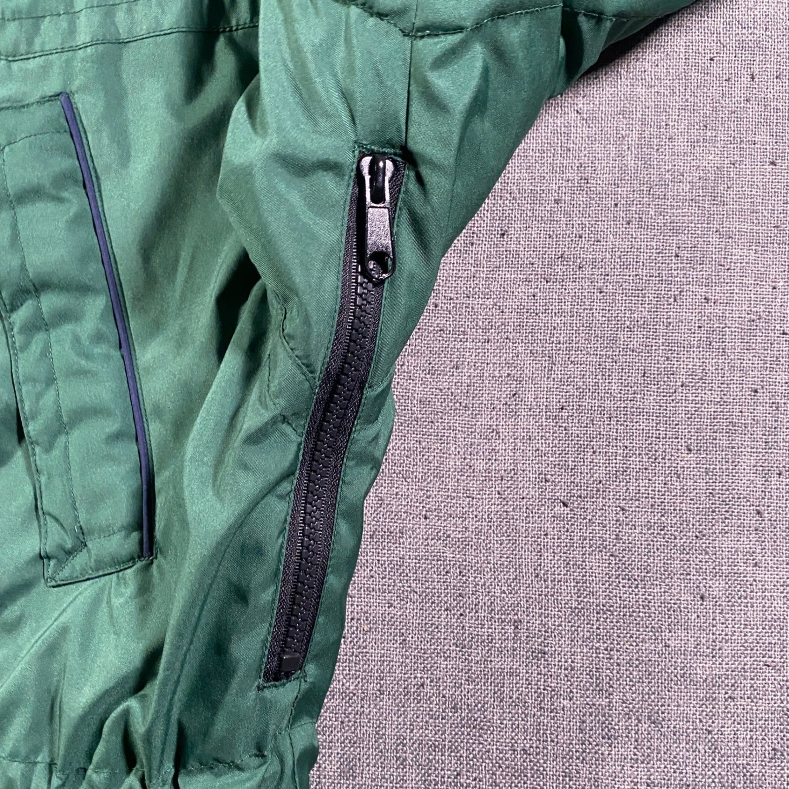 Vintage State Line Tack Mens Green Field Hunting Jacket Nylon Lined Drawstring