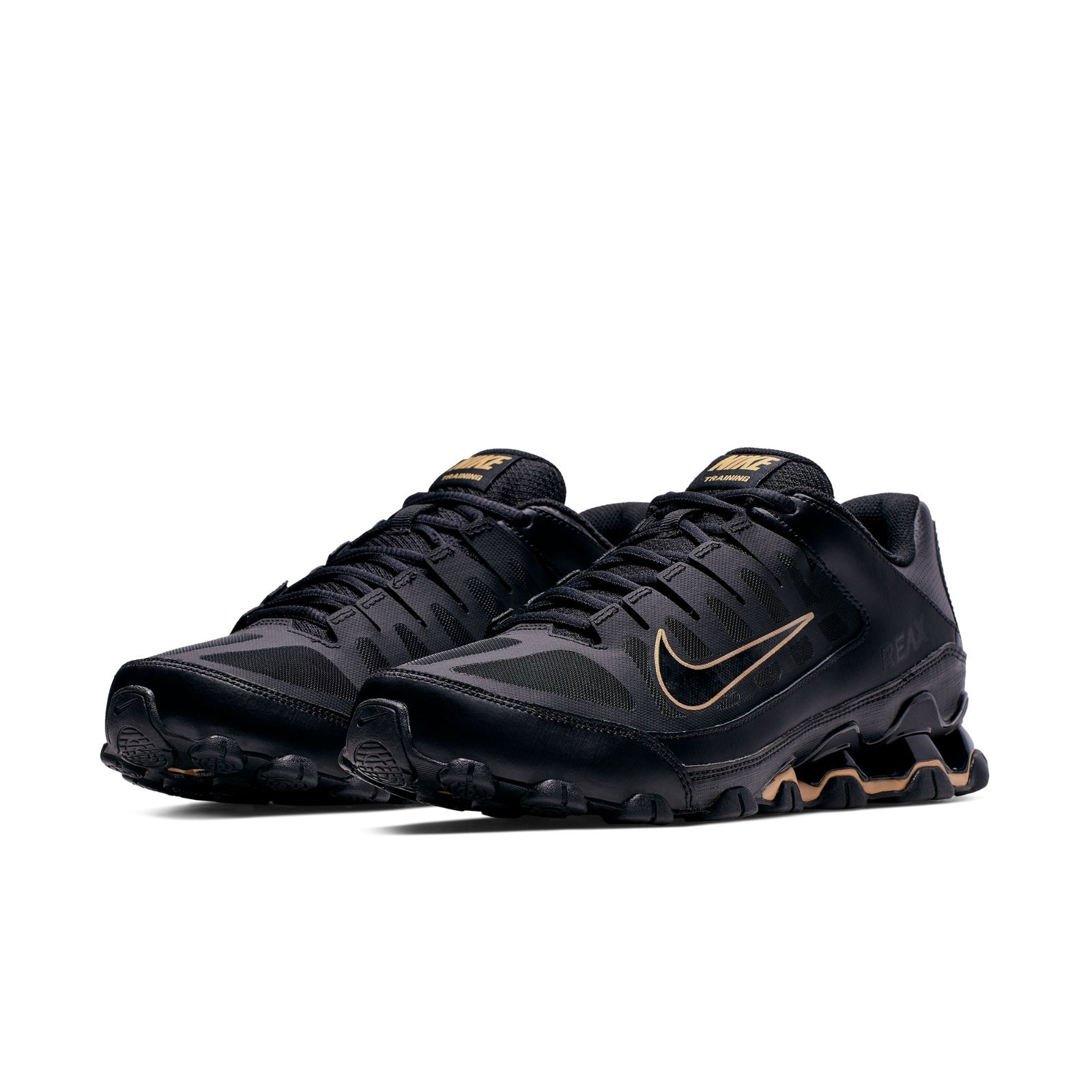 Nike REAX 8 TR MESH Black Gold 621716-020 Cross Training Athletic Shoes
