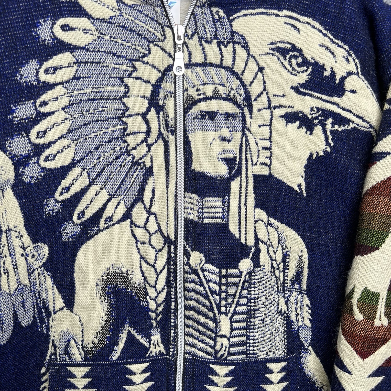Aly Textiles Acrylic Alpaca Southwestern Aztec Native Eagle Hoodie L Ecuador