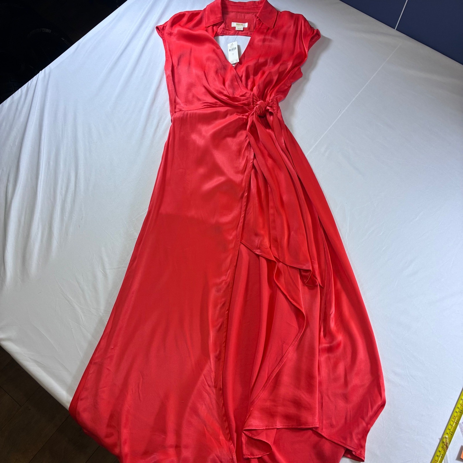 Maeve by Anthropologie Wrap Maxi Dress Collared V-Neck Size S NWT