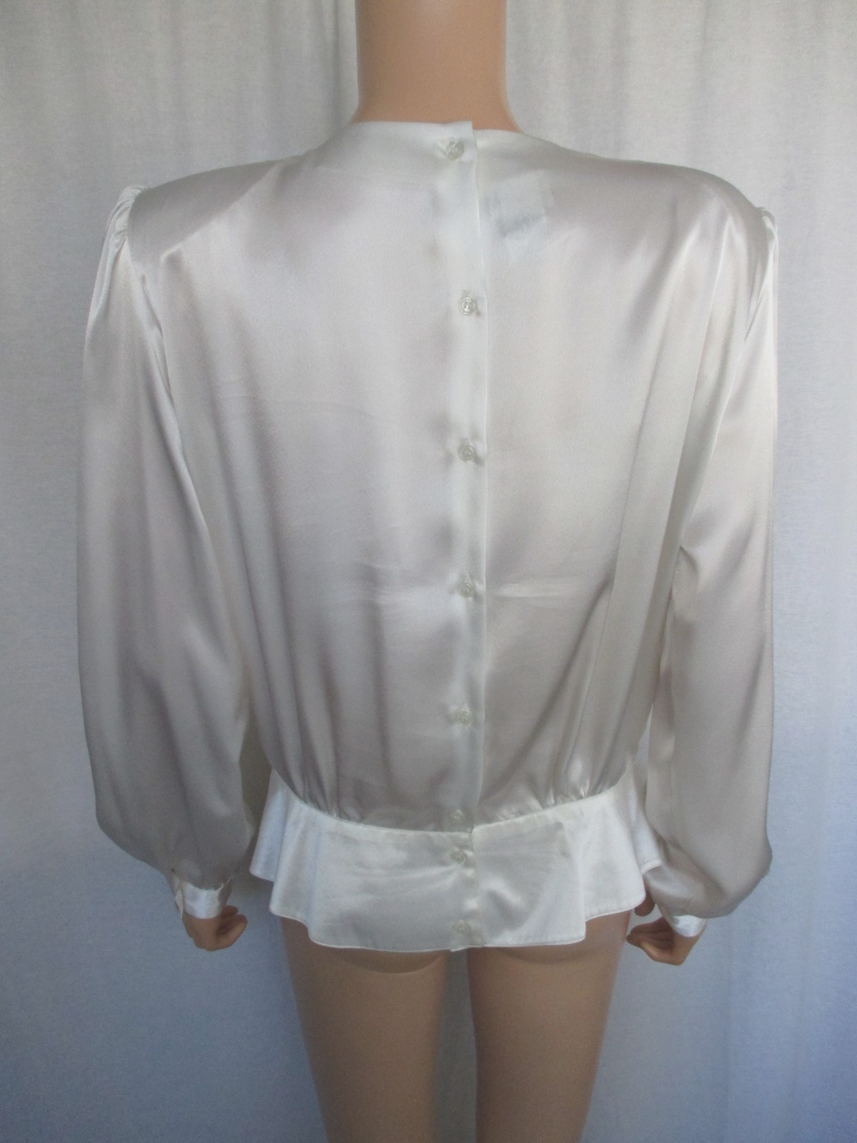 Vintage Nicola Blouse Size 14 White Pleated Front Beaded Neckline Polyester
