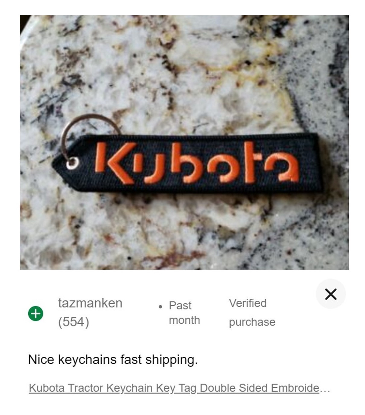 Kubota Tractor Keychain Patch Double-Sided Embroidered Tractor Key Tag Fob
