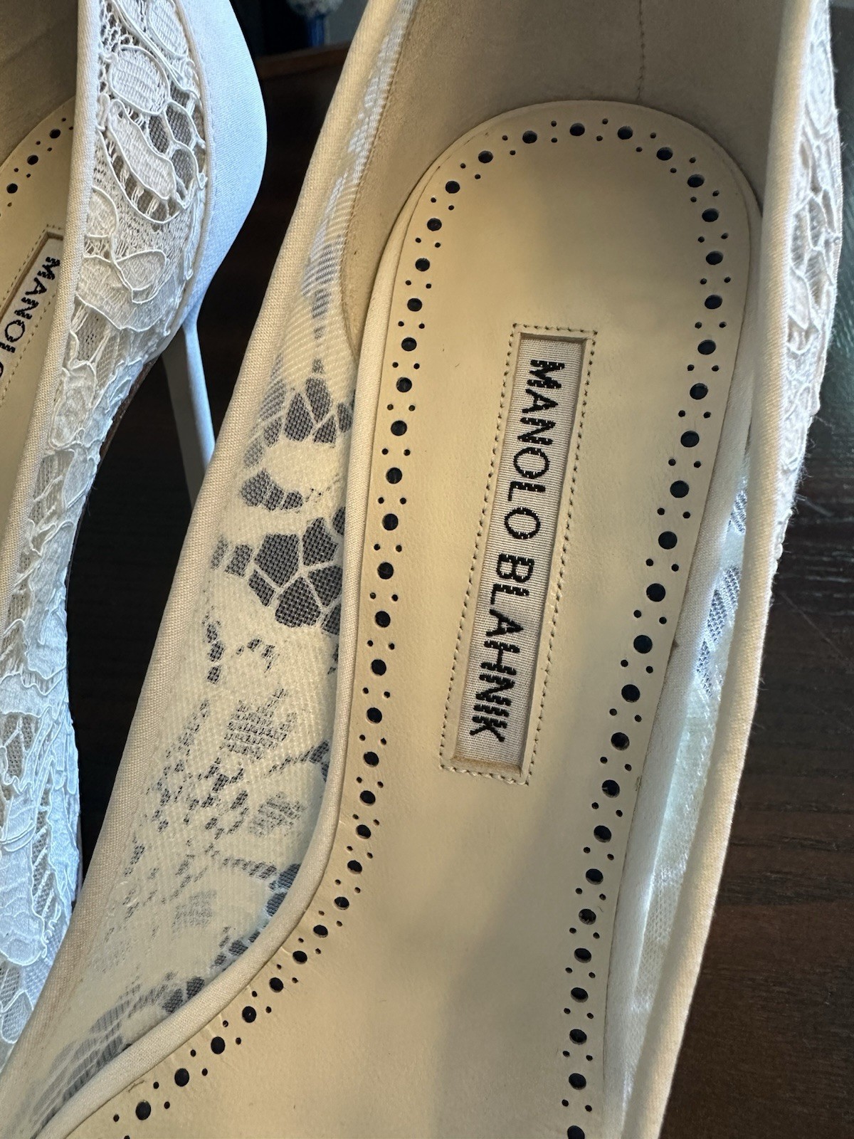 Manolo Blahnik Women’s Heels Lace Bridal BBLA Size 38