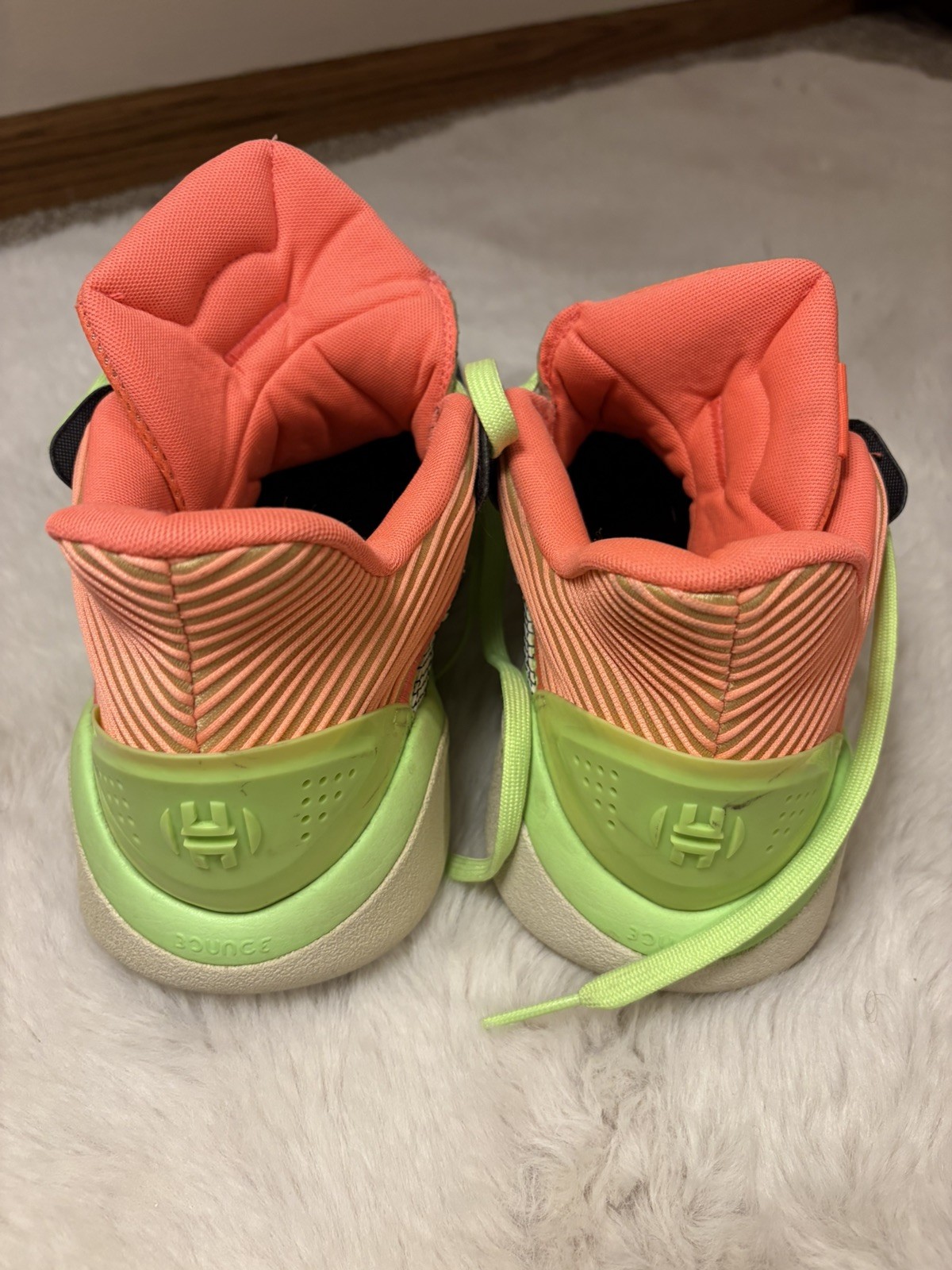 Adidas Harden Stepback Men’s Sz 12 Basketball Shoe Black Coral Neon Green EF9890