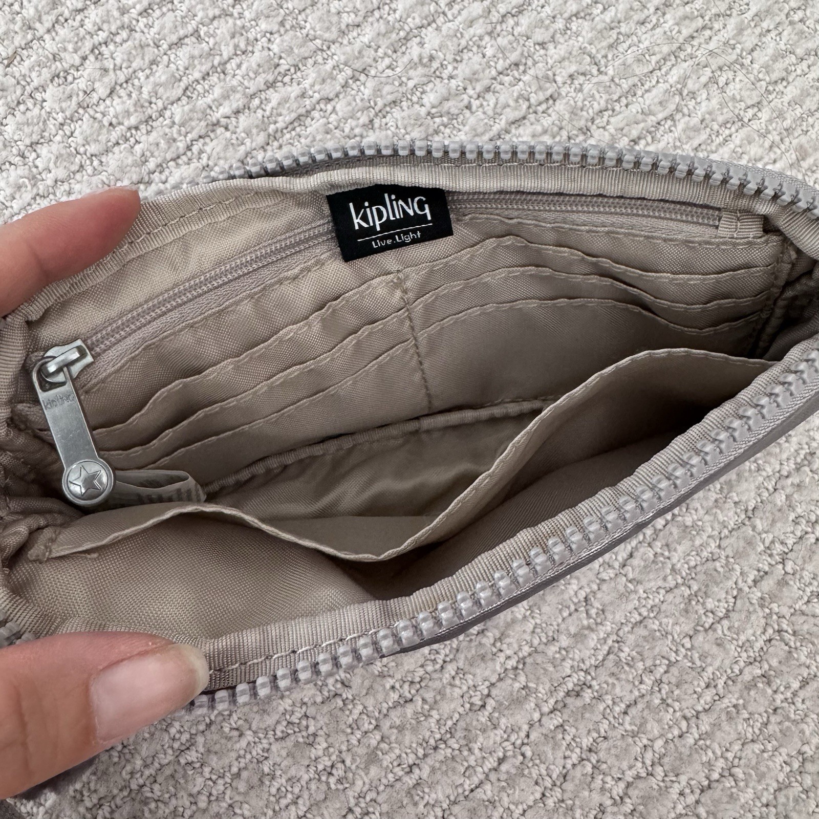Kipling Silver Metallic Wristlet Wallet
