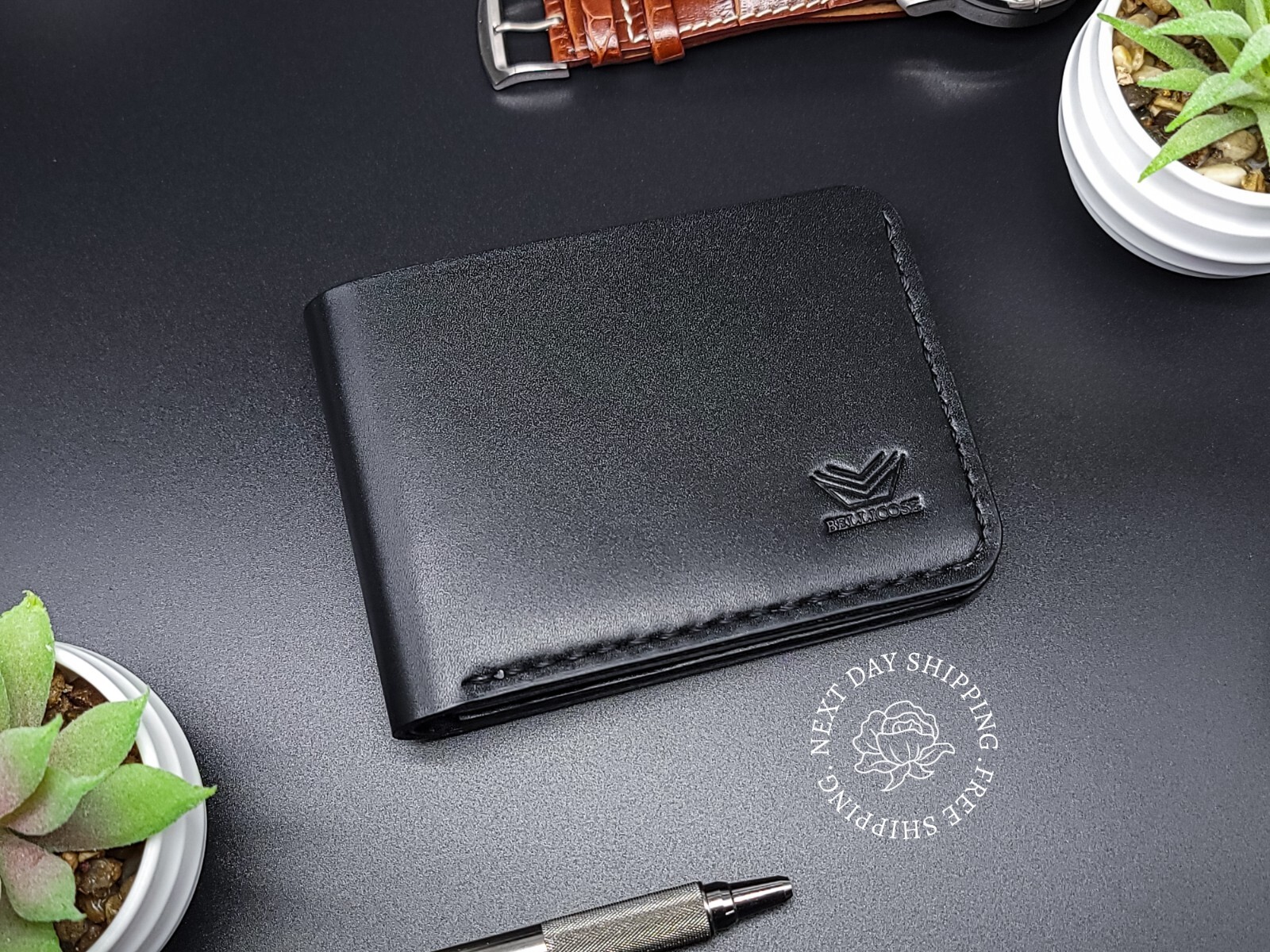 Full Grain Leather Wallet, Handmade Bifold Leather Wallet Premium Quality w/RFID