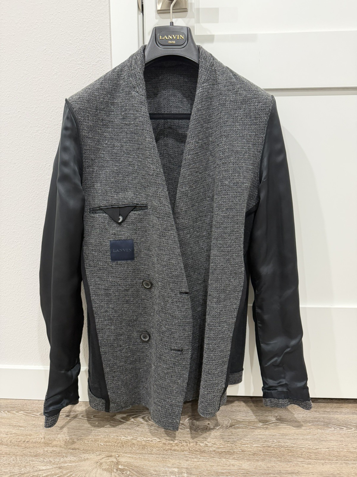 Lanvin Men’s Deconstructed Double-Breasted Blazer Jacket In Grey Size 48R $1595