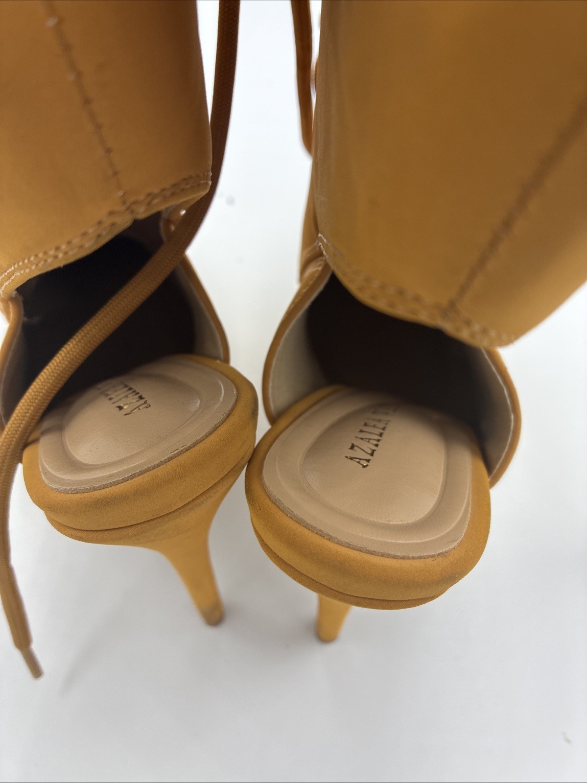 AZALEA WANG YELLOW LACE UP STILETTO BOOTIE SIZE US 8