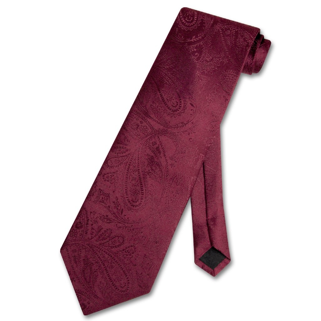 Vesuvio Napoli NeckTie BURGUNDY Color Paisley Design Mens Neck Tie