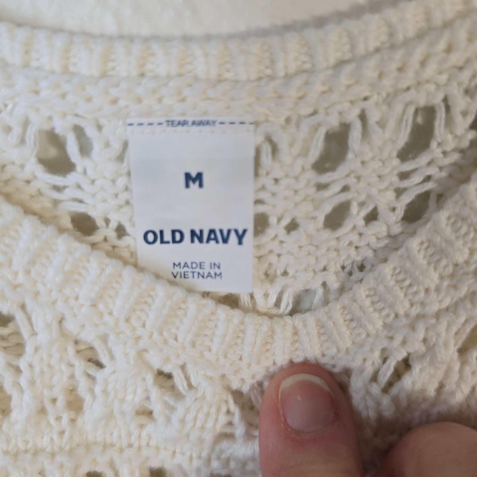 Old Navy Crochet Tank Women’s M Cream Cotton Y2K Boho Beachy Summer Casual