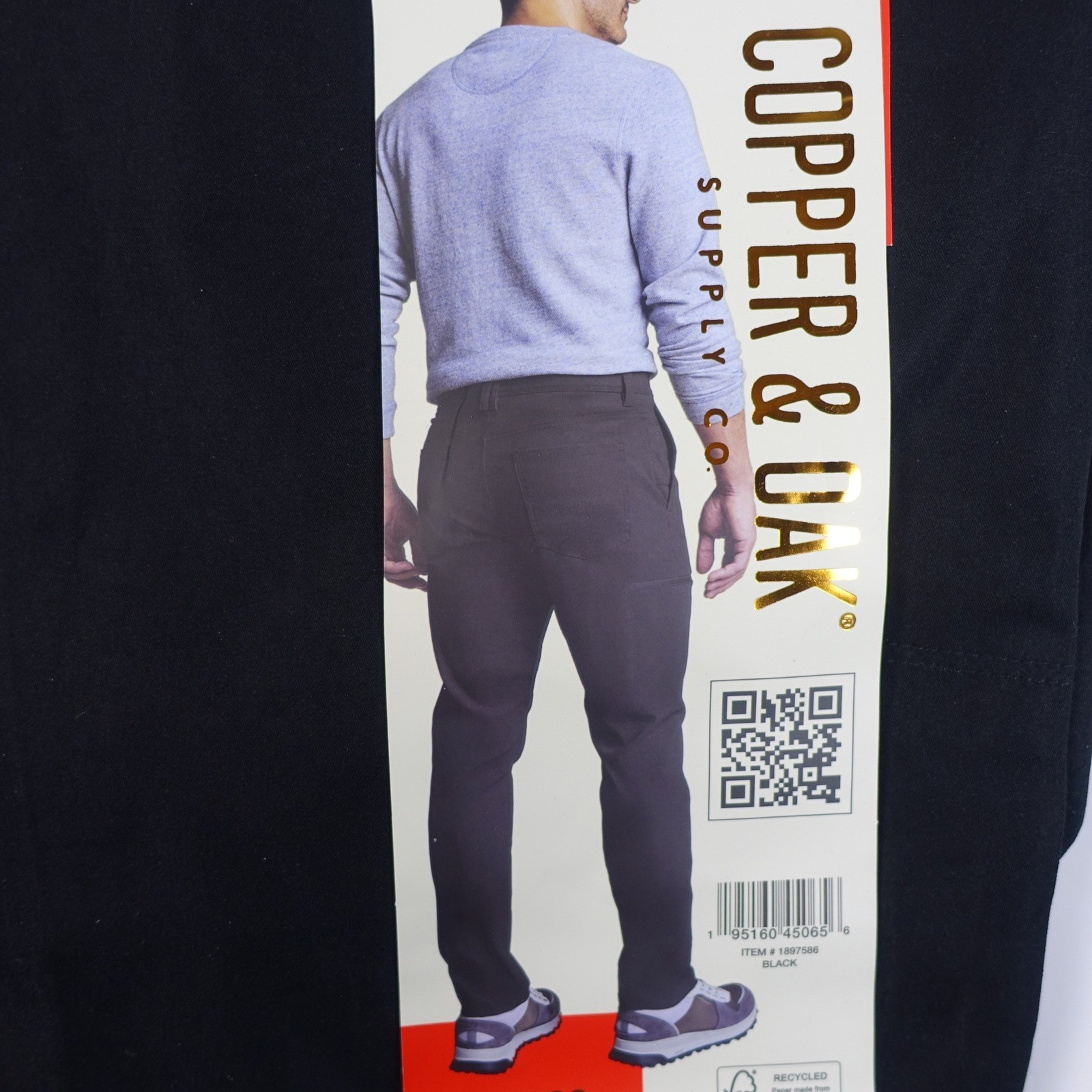 Copper and Oak Supply Co Mens 34×30 Black Straight Fit Tech Utility Pants