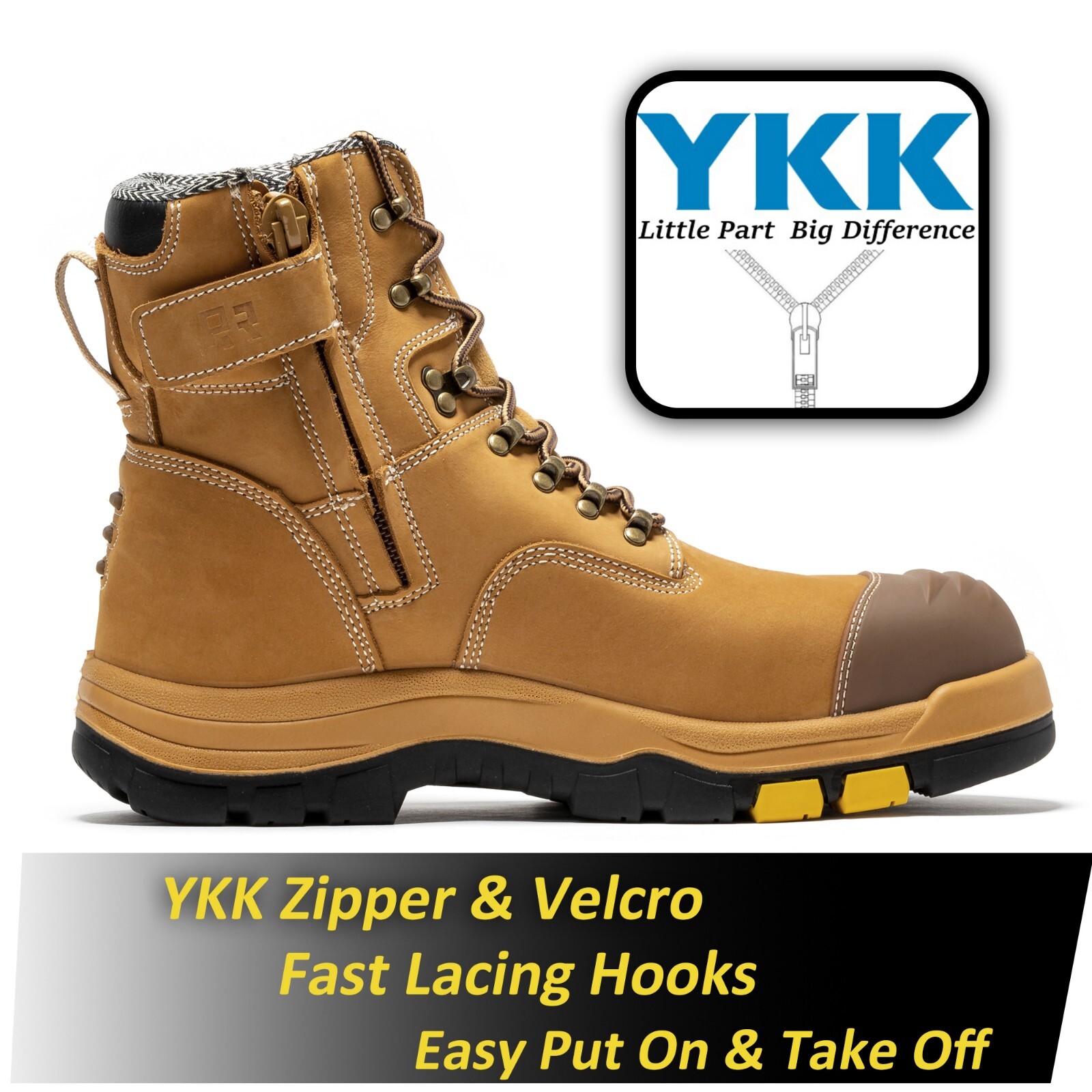 ROCKROOSTER 6″ Steel Toe, YKK Zipper Slip Resistant Safety Oiled Leather Shoes