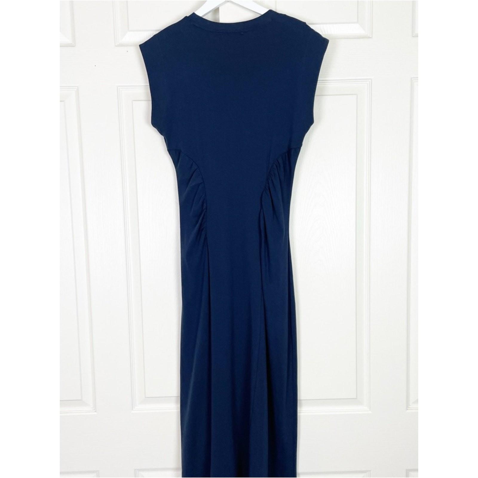 Modern Citizen Lenox Navy Ruched Jersey Midi Dress Cap Sleeve Sz L