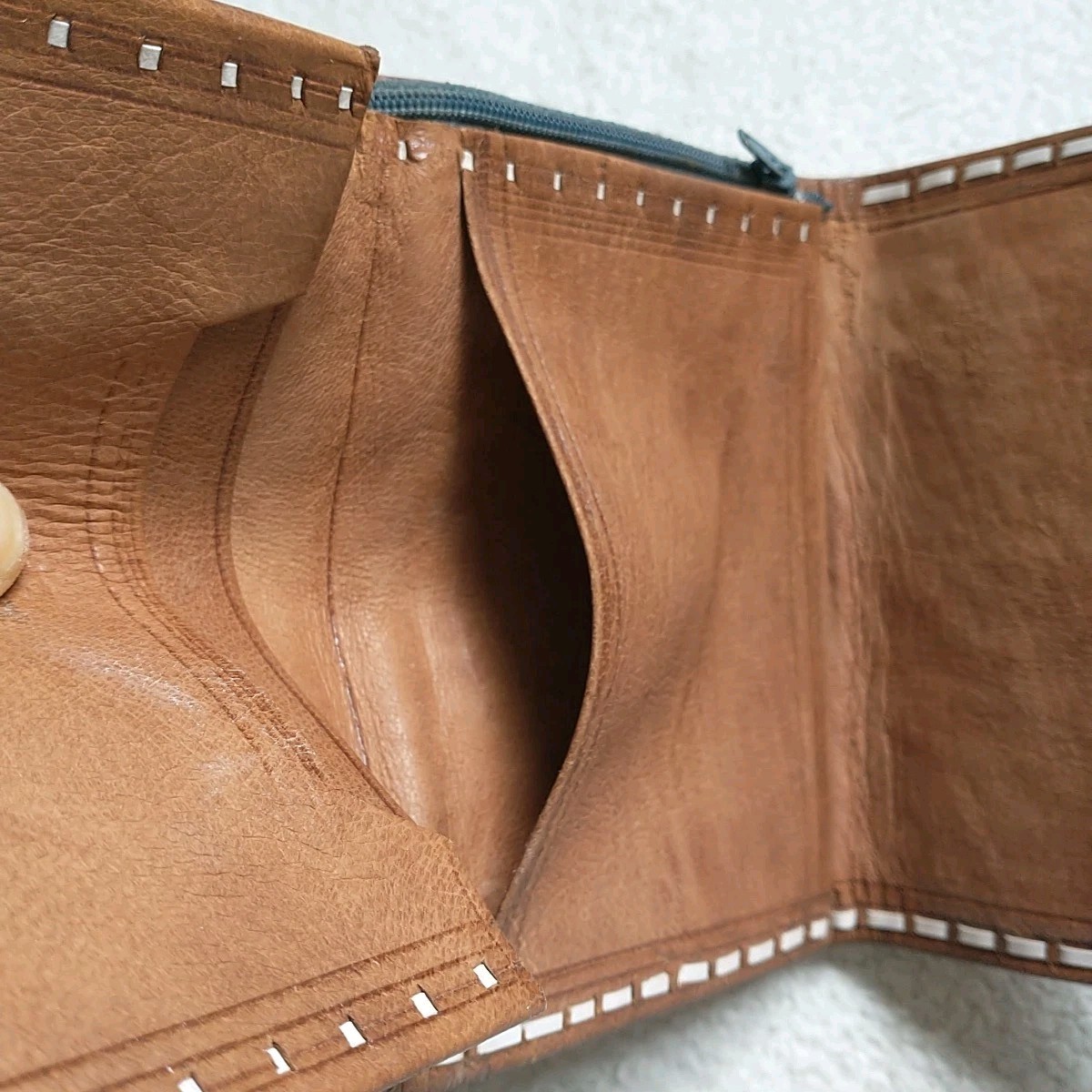 New Artisan Made in Morocco Leather Clutch Bag Wallet Brown Snap Button Ethnic