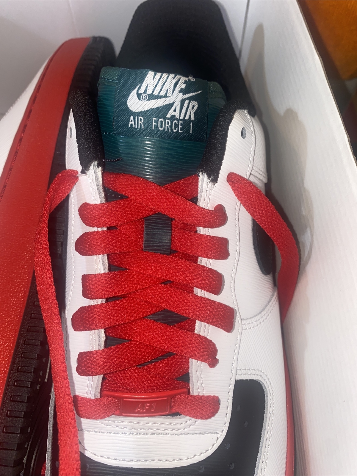 Nike Air Force 1 Low ESS ID NBY White/red/Black Size Us 9.5 CT7875 994 No Lid