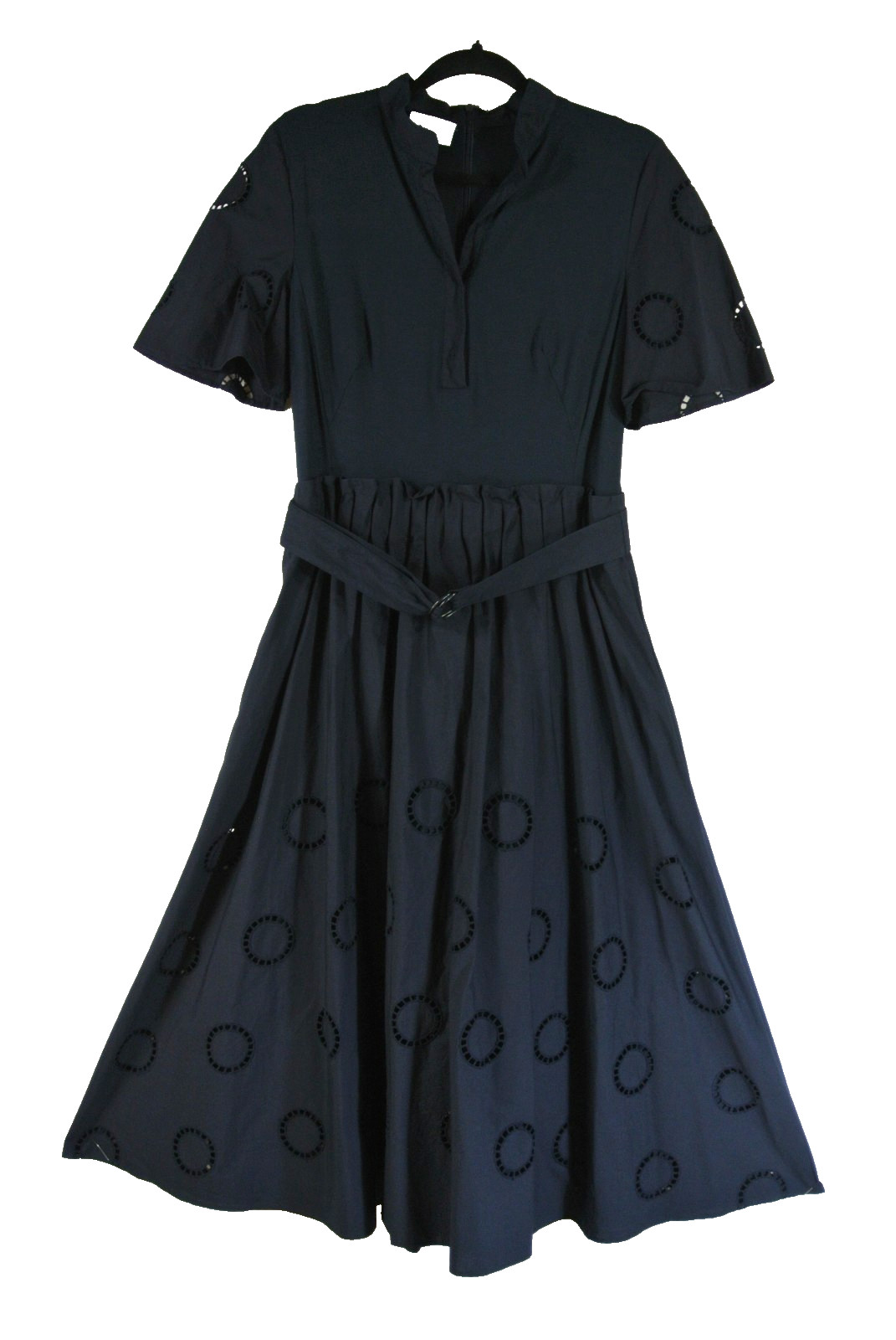 NEW, Akris Punto Stand Collar Midi Dress in Navy Sz 10 #DD35