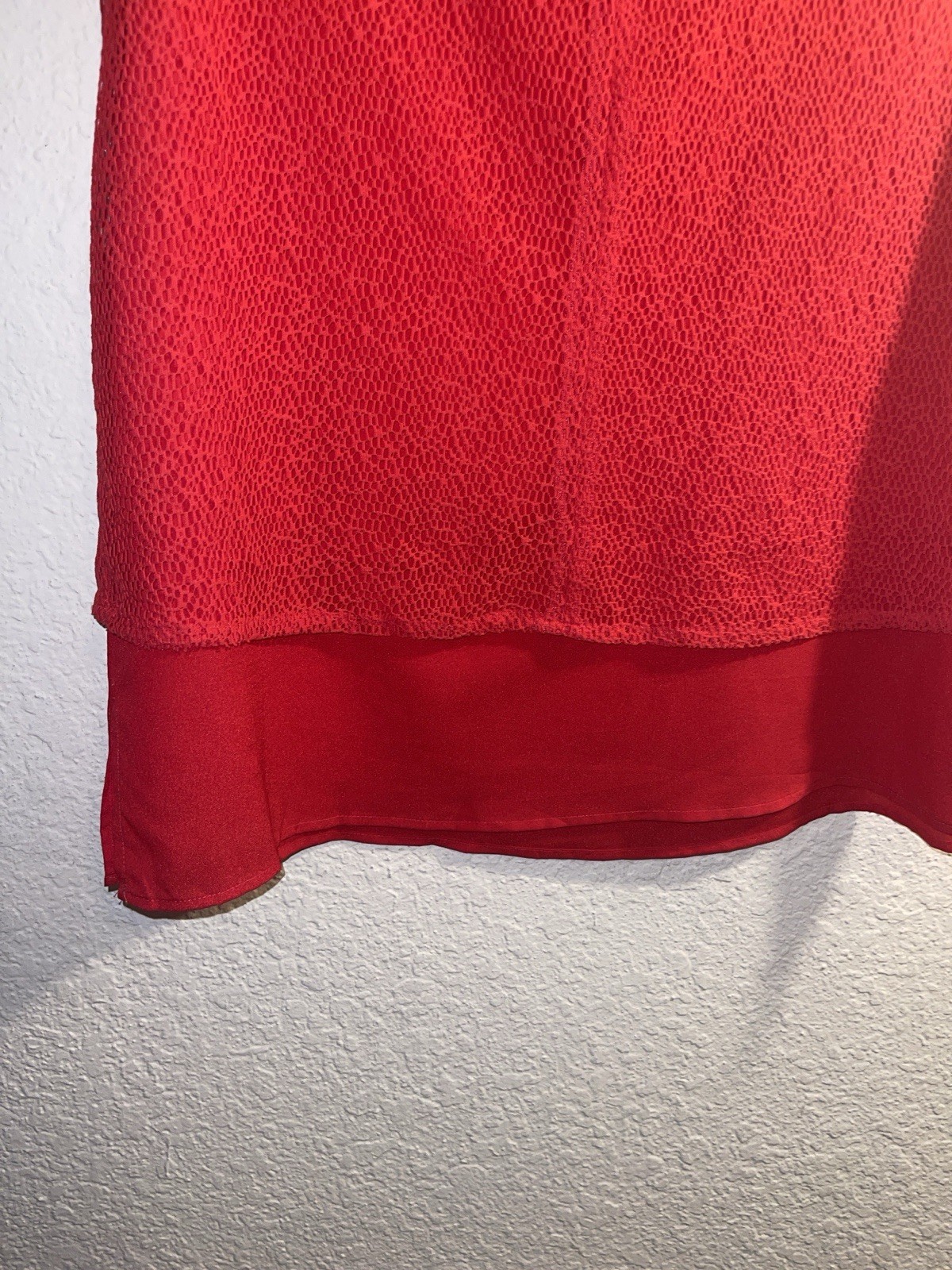 Calvin Klein Red Solid Lace Scoop Neck Sleeveless Zip Layered Top Size M