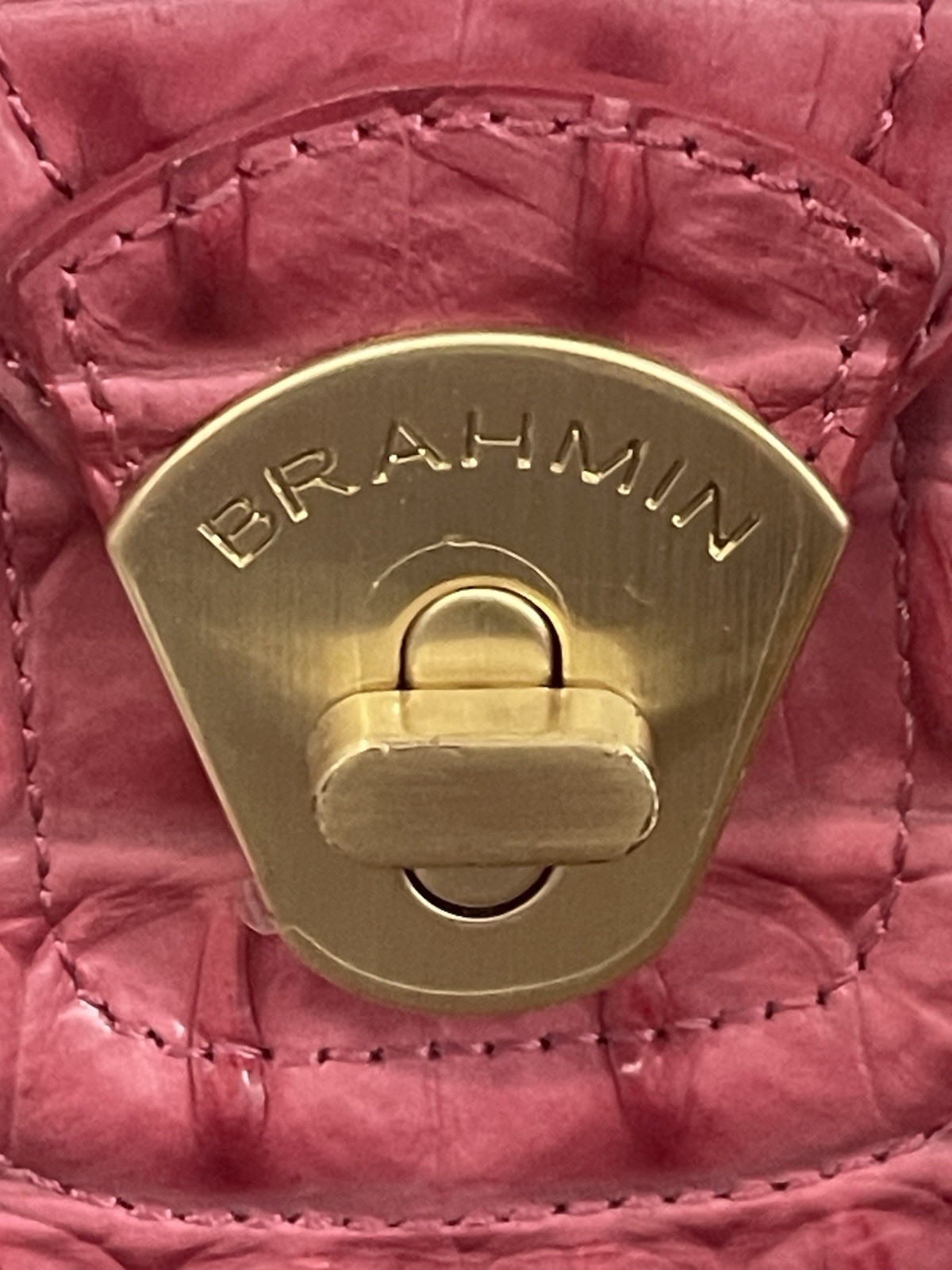 Gorgeous Brahmin Melbourne Mojito Croc Embossed Crossbody Pink Bag Multi Slots