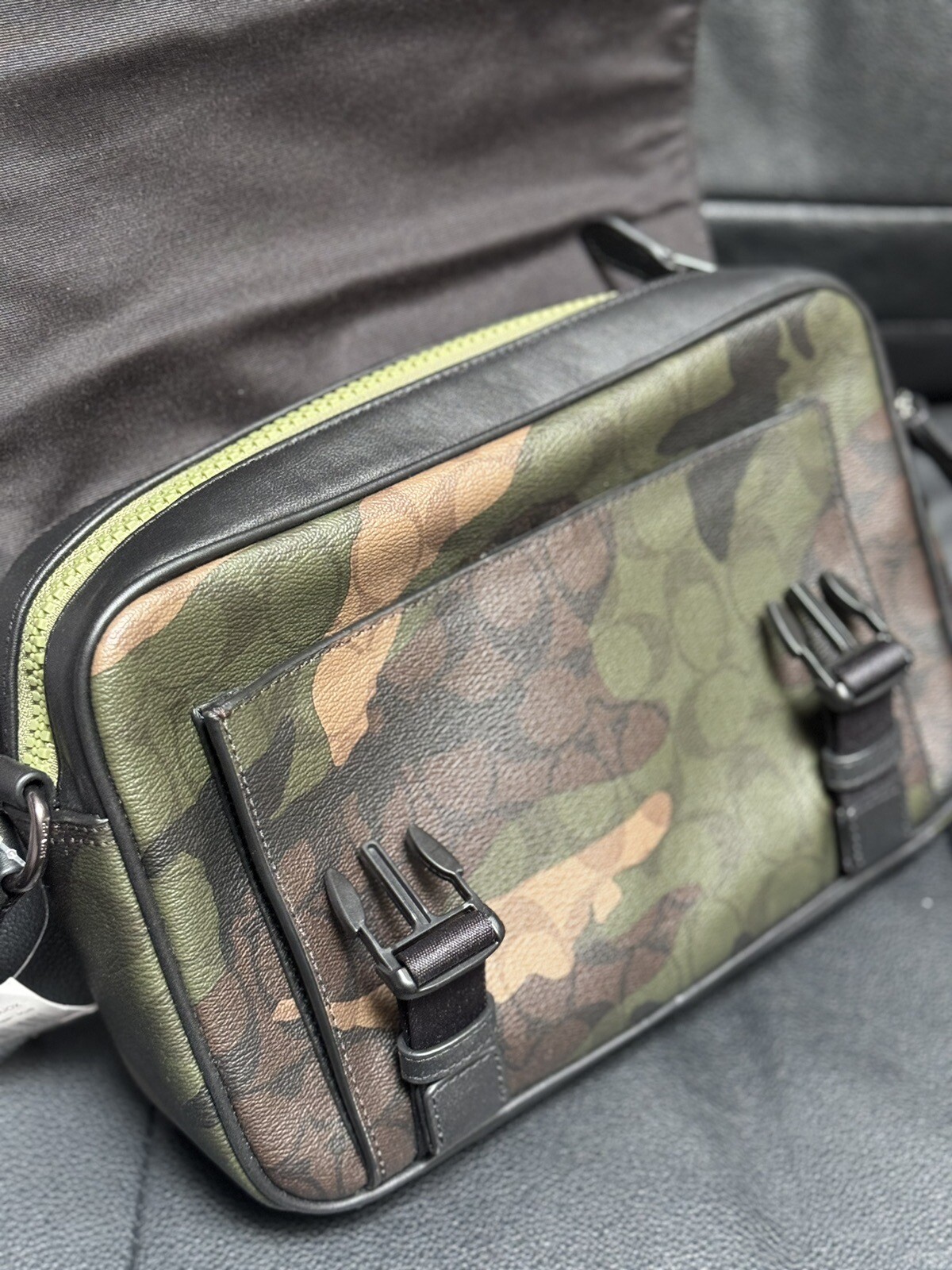 NWT Coach Men’s Track Crossbody with Camo Print & Coach Patch CC018 Green Multi