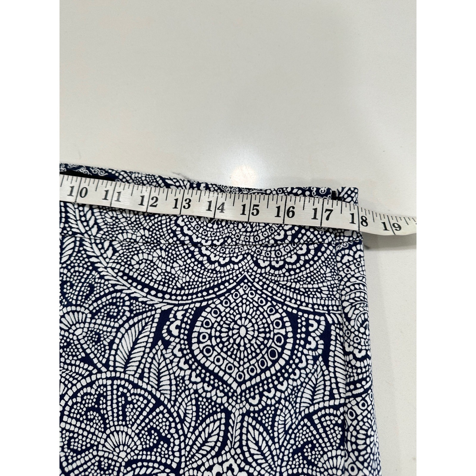 Talbots Chatham Ankle Pants Navy White Paisley Medallion Side Zip Size 14