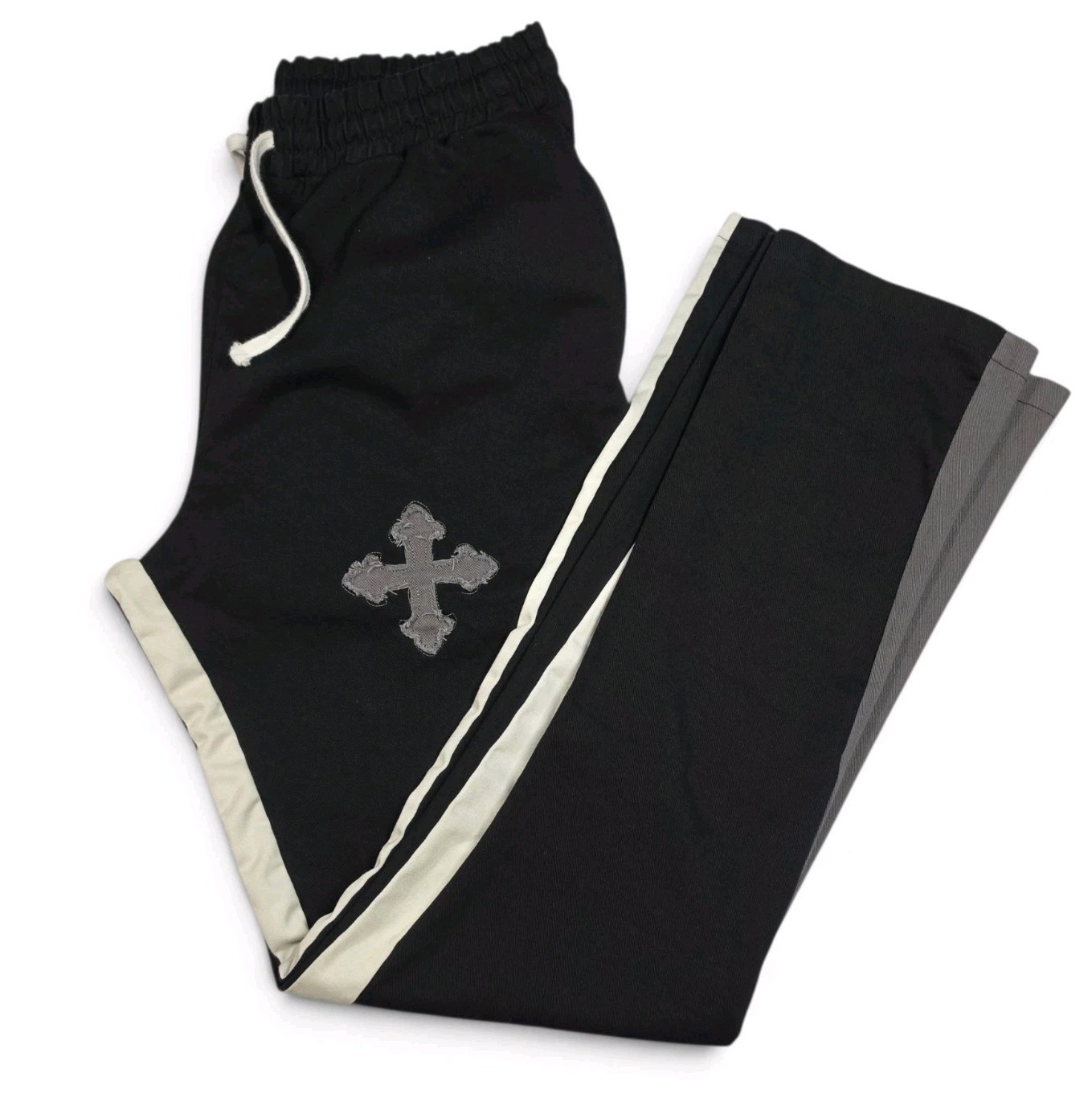 boohooMAN Men’s Tall Medium Black Track Pants Side Stripe Drawstring Joggers