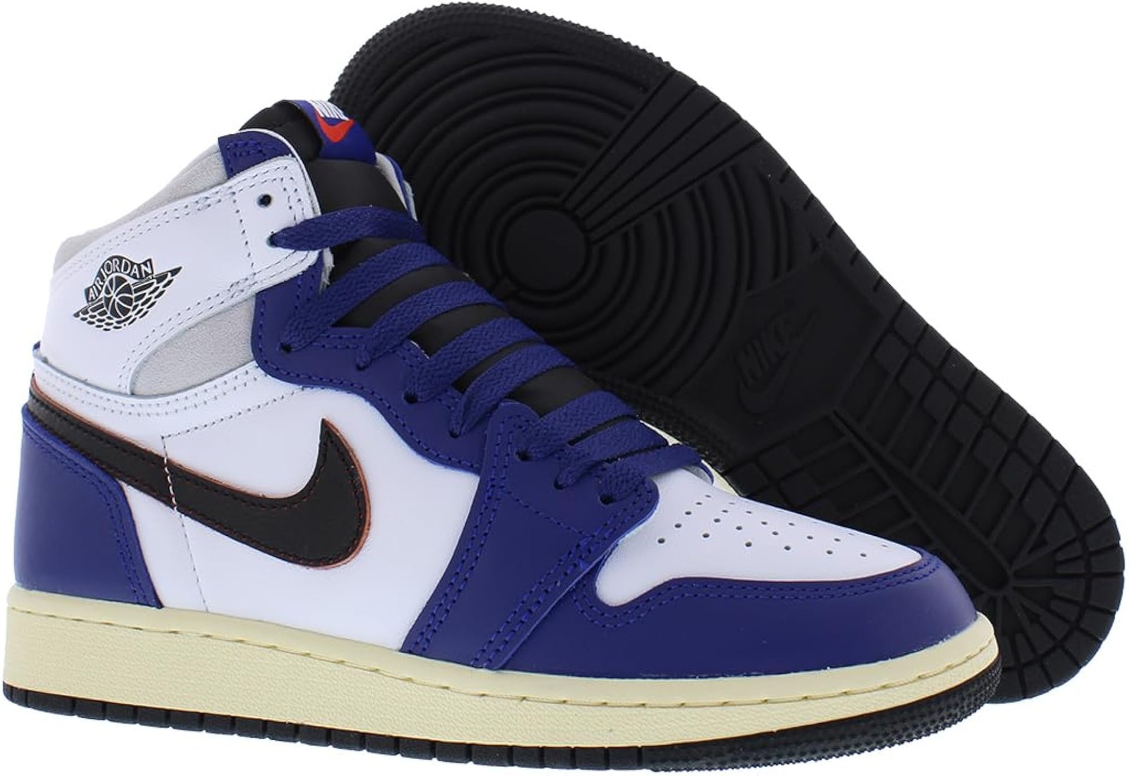 Nike Air Jordan 1 Retro High OG GS Boys Shoes – White/Neutral Grey/Deep Royal Bl