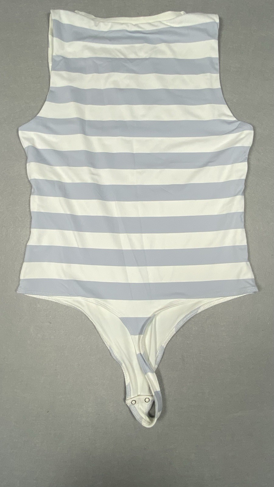 House of Harlow 1960 High Neck Bodysuit Stripe Periwinkle Blue Size Large