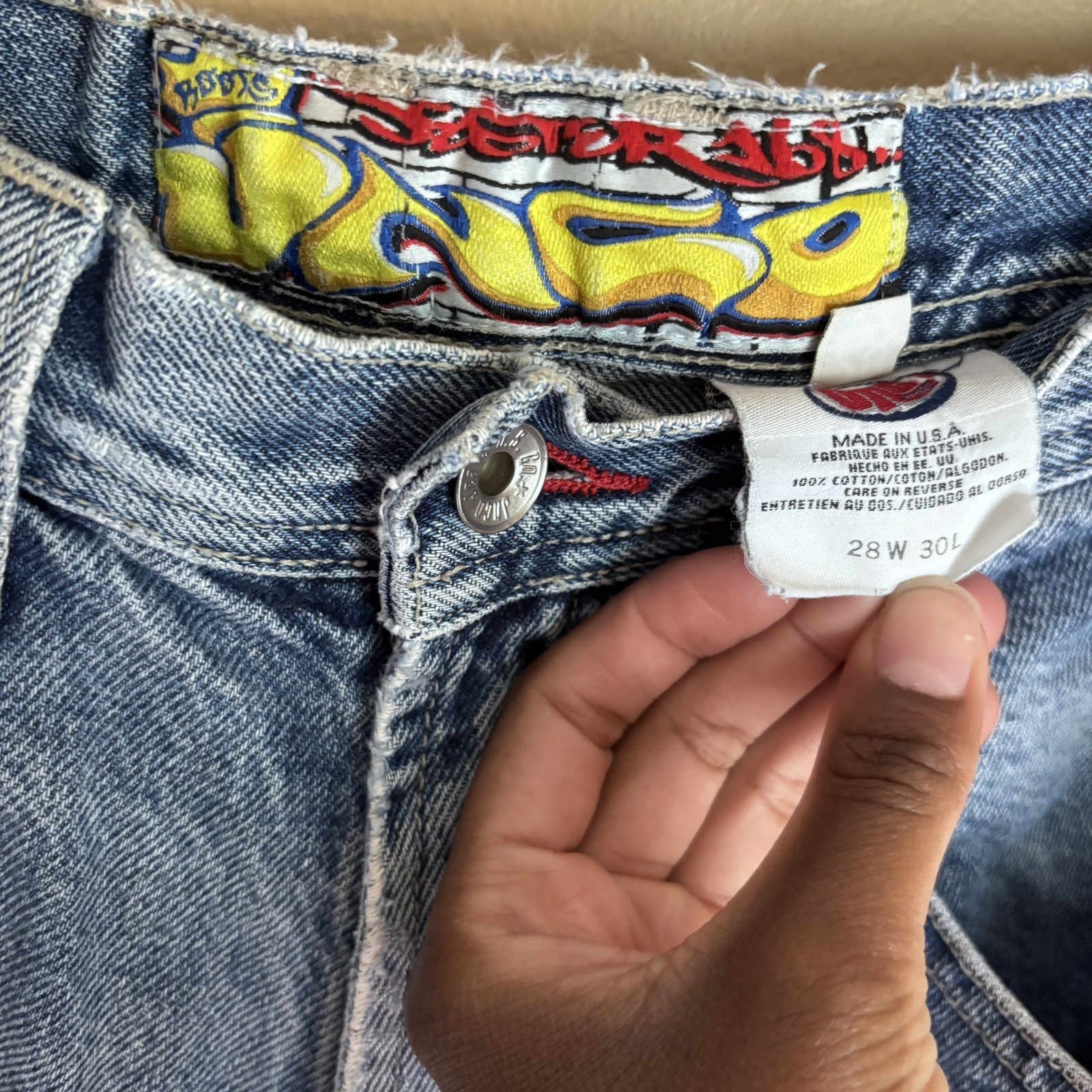Vintage y2k JNCO Pipes Skater Jeans size 28 Wide Leg Distressed