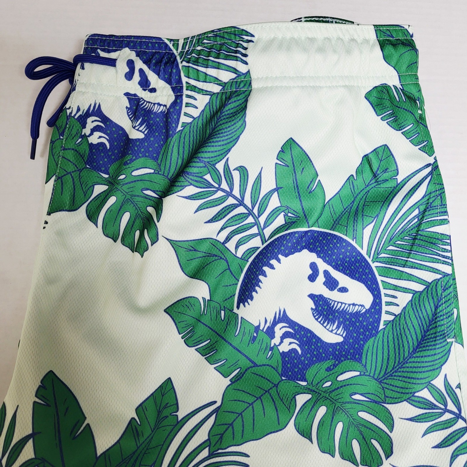 Jurassic Park Mens XL Swim Trunks Tropical Dinosaur Print Blue Green White NEW