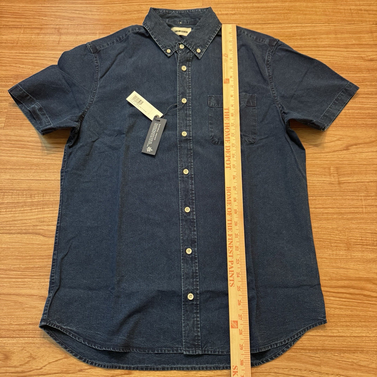 Taylor Stitch Short Sleeve Jack in Rinsed Indigo Oxford 42 Large Organic Cotton