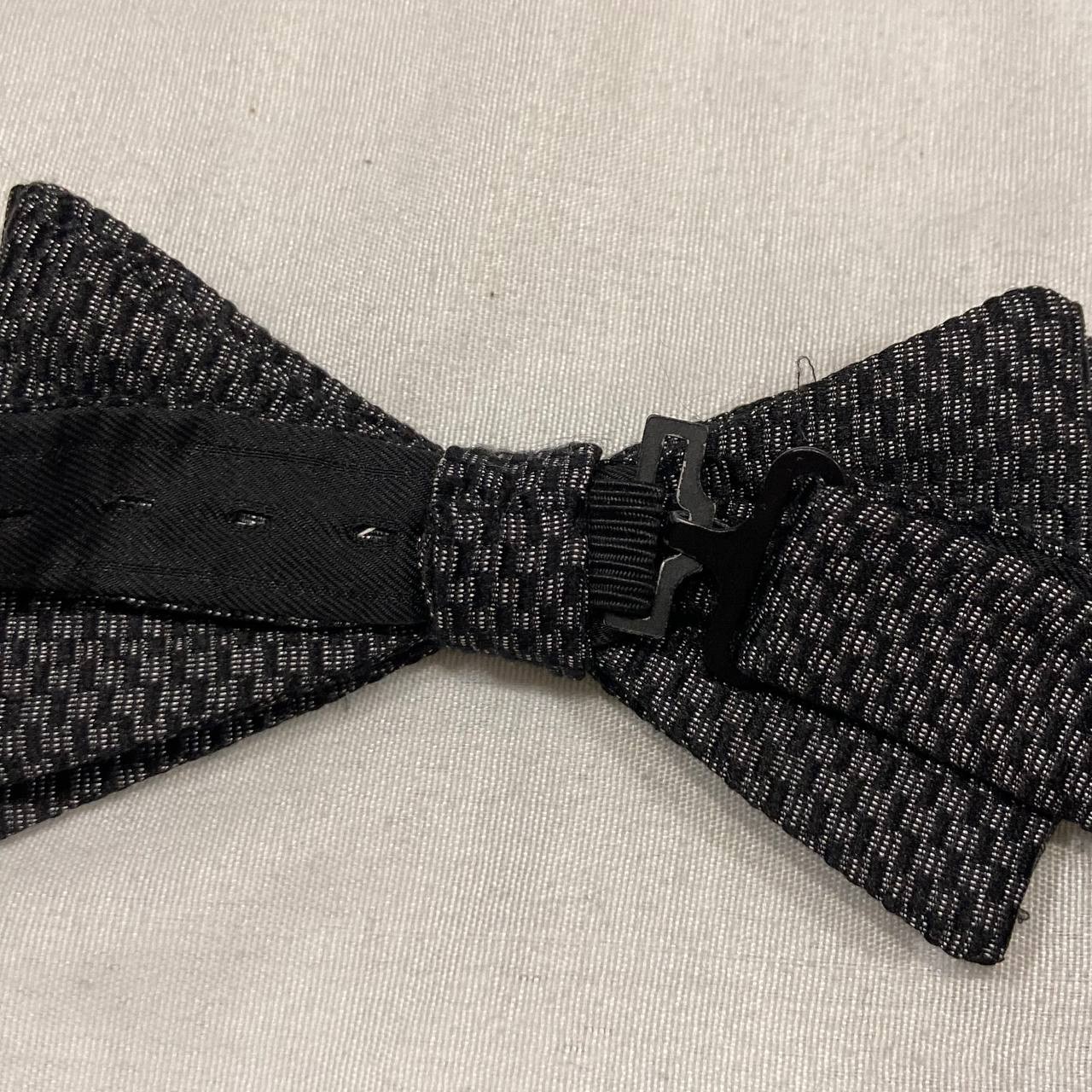RARE BALMAIN classic grey black silk bow tie one size