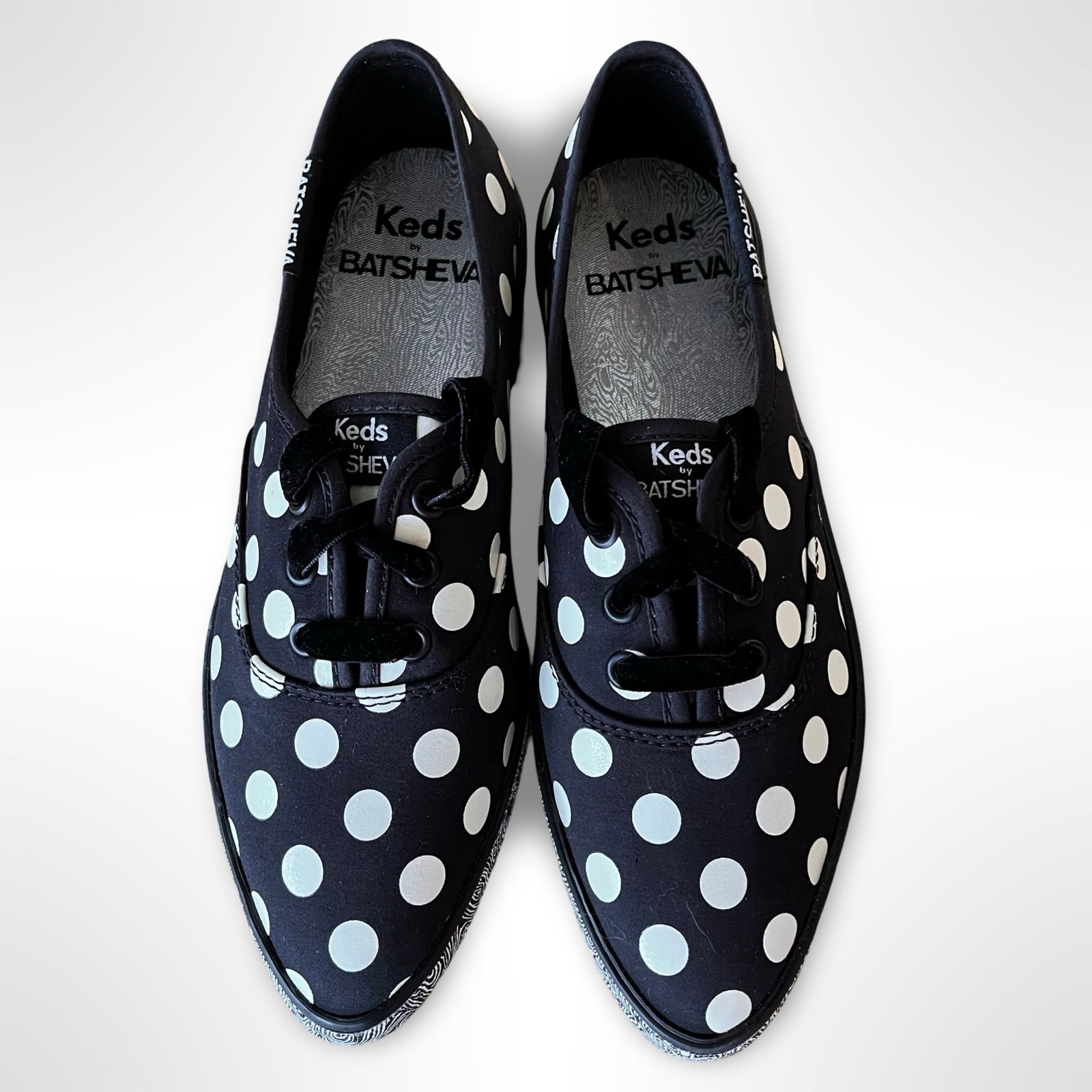 Keds x Batsheva Pointed Toe Polka Dot Platform Sneakers Black White Velvet Laces