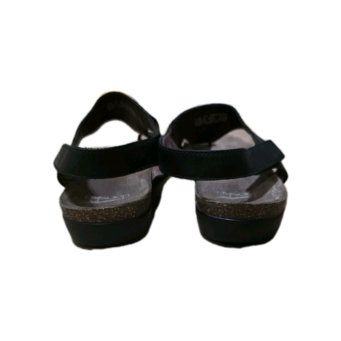 Dansko Womens Reece Sandals Size 41 10.5 Black Leather Toe Loop Slingback Cork