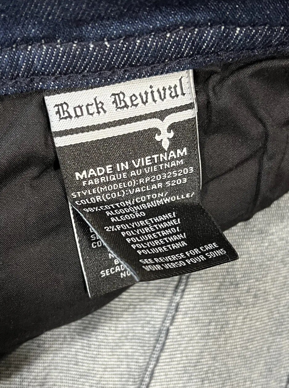 Rock Revival Moto Distressed Rip Zipper Vaclar Jeans RR Motorcycle Biker 32×31