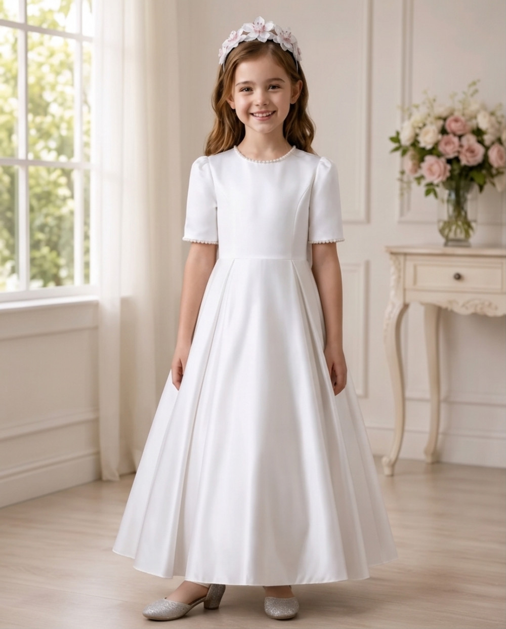 Claire Grace White Communion Dress for Girls | Vinam Boutique Australia