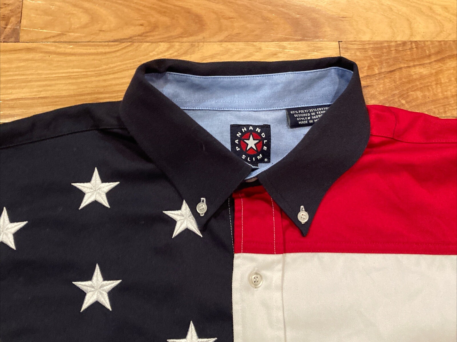 Vintage Panhandle Slim Button Up Western Shirt Mens XL Stars & Stripes USA Flag