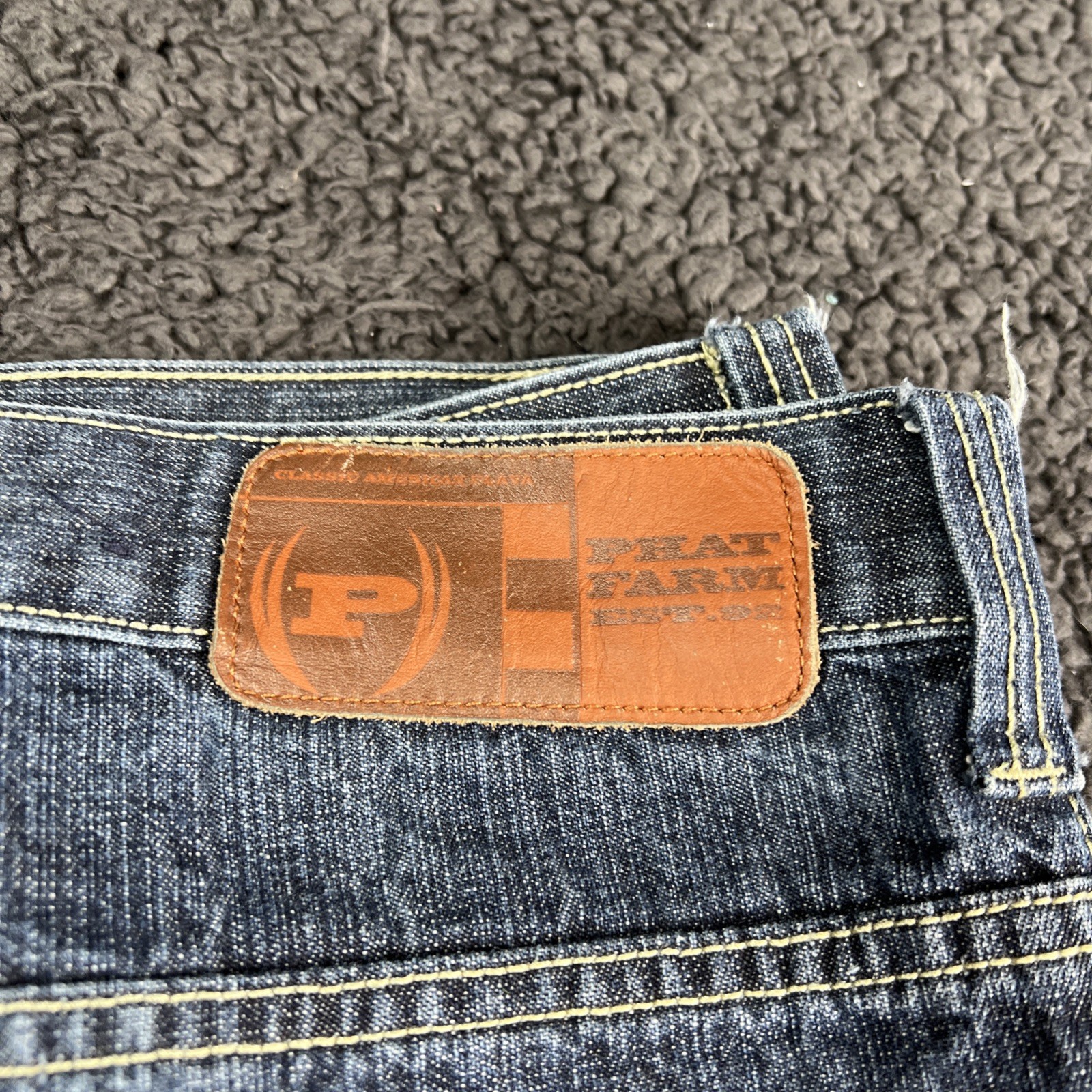 VINTAGE Phat Farm Jeans Size 40×33 Baggy Wide Leg 90’s Grunge Y2K Hip Hop Mens