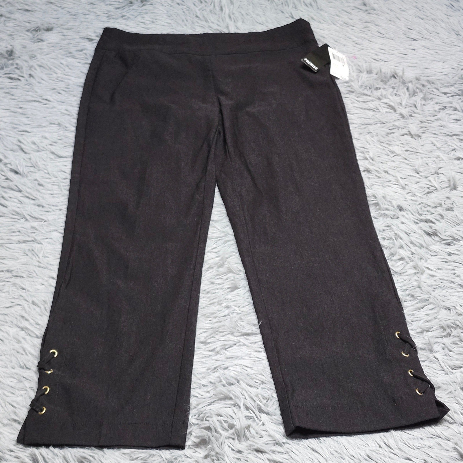 New Premise Pants Womens Medium Black Rayon Nylon Spandex Pull On NWT Capri