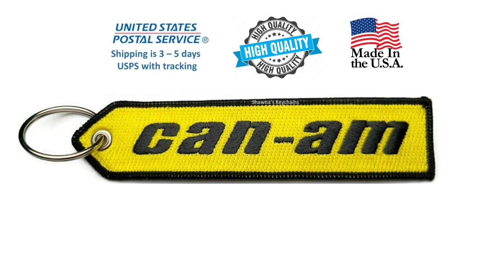 CAN-AM Keychain Double Sided Embroidered Fabric Highest Quality Keyring