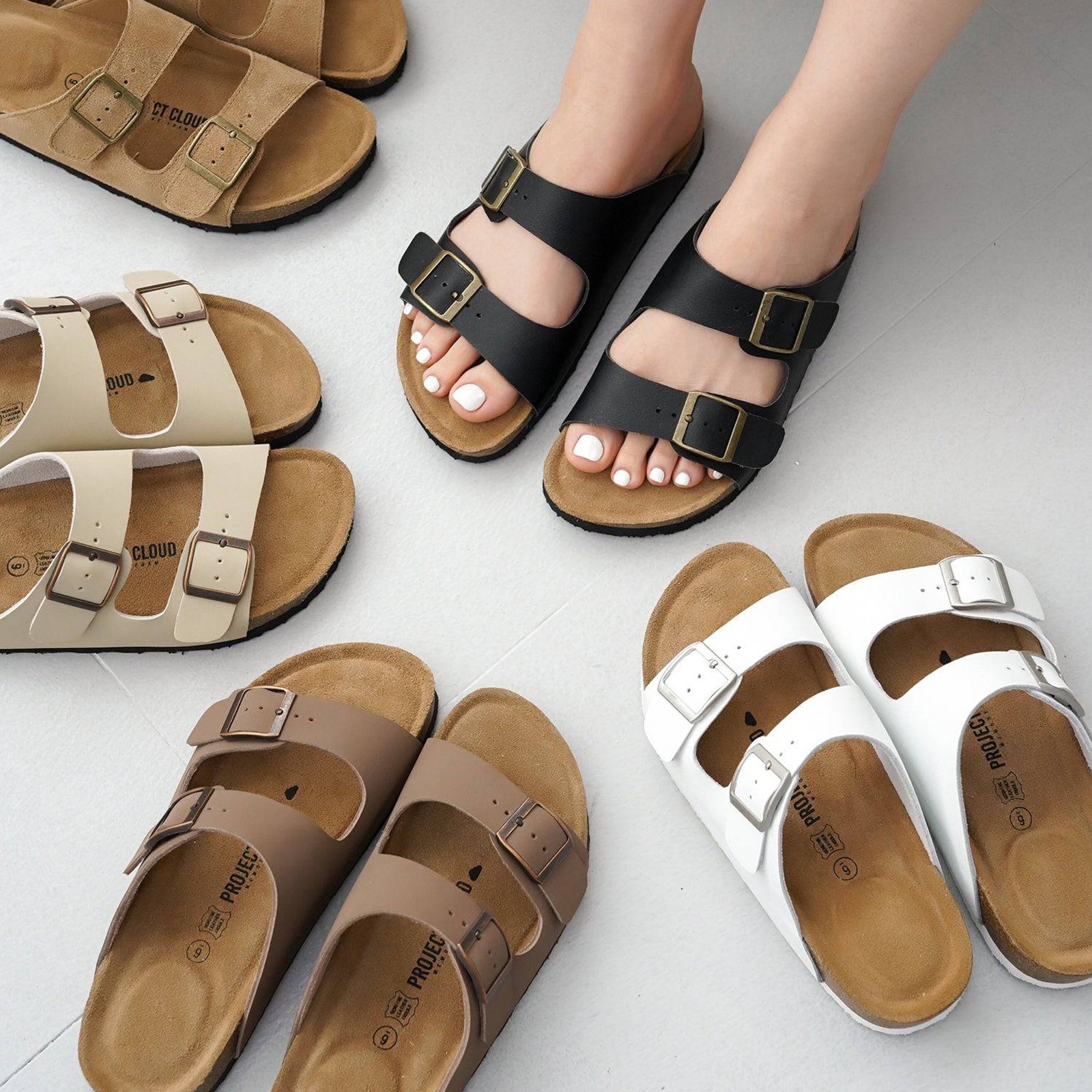 Project Cloud Women’s, Leather Womens Sandals, Memory Foam, Lightweight,Non-Slip