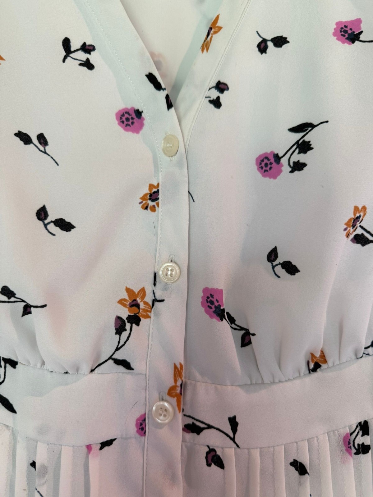 Madewell White Floral Button Front Mini Dress Size 6 Cottagecore