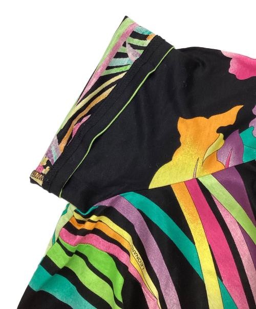 LEONARD Women’s Black Multi-Color High Neck Allover Pattern T-Shirt XL