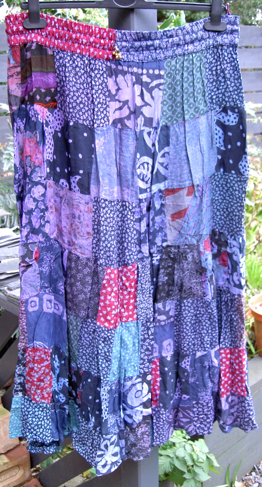 HIPPY PATCHWORK DARK PURPLE SKIRT SMALL MEDIUM LARGE LONG BOHO BOHEMIAN GYPSY