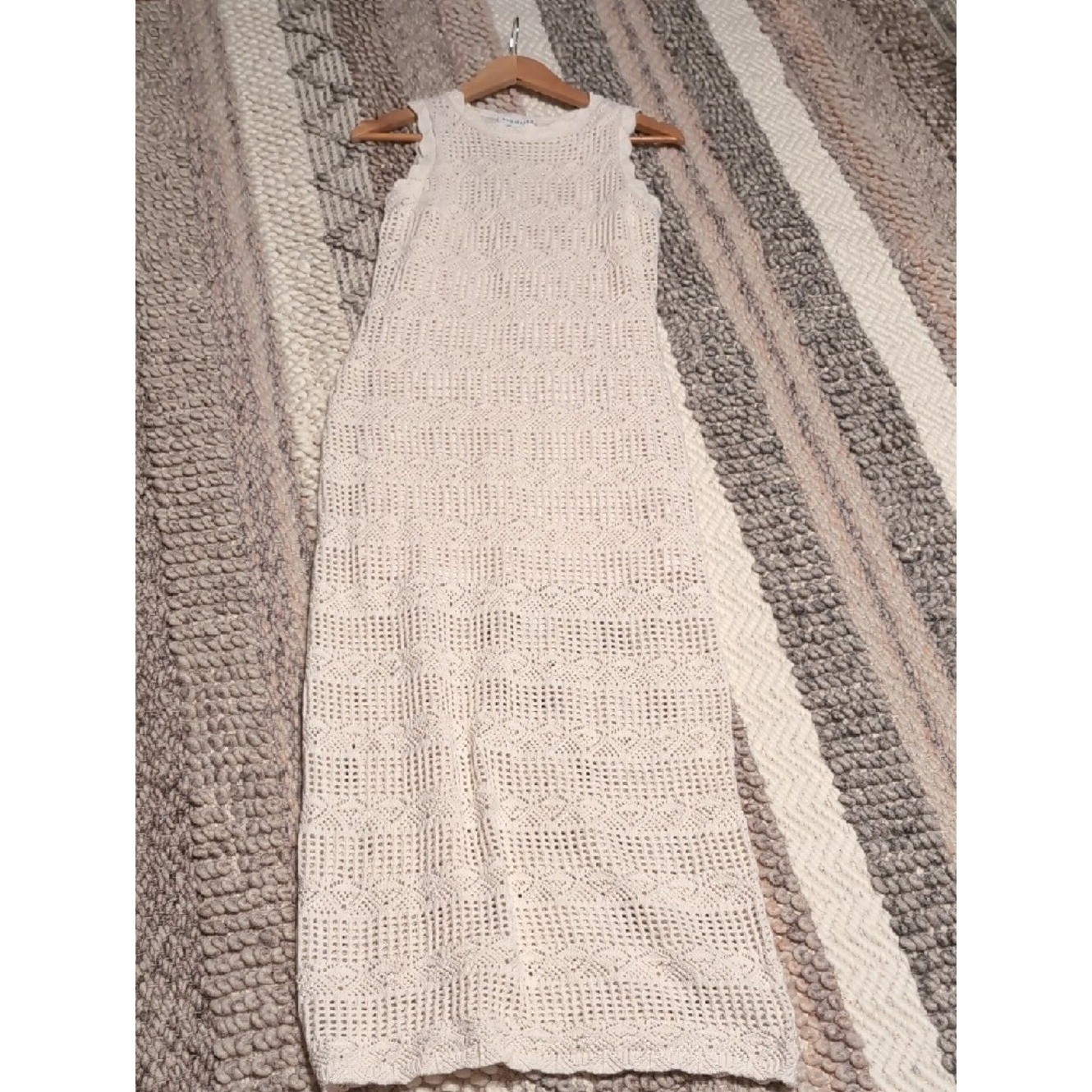 Olive & Oak Cream Crochet Sleeveless Maxi Dress. Size M. Lined Until Mid Thigh