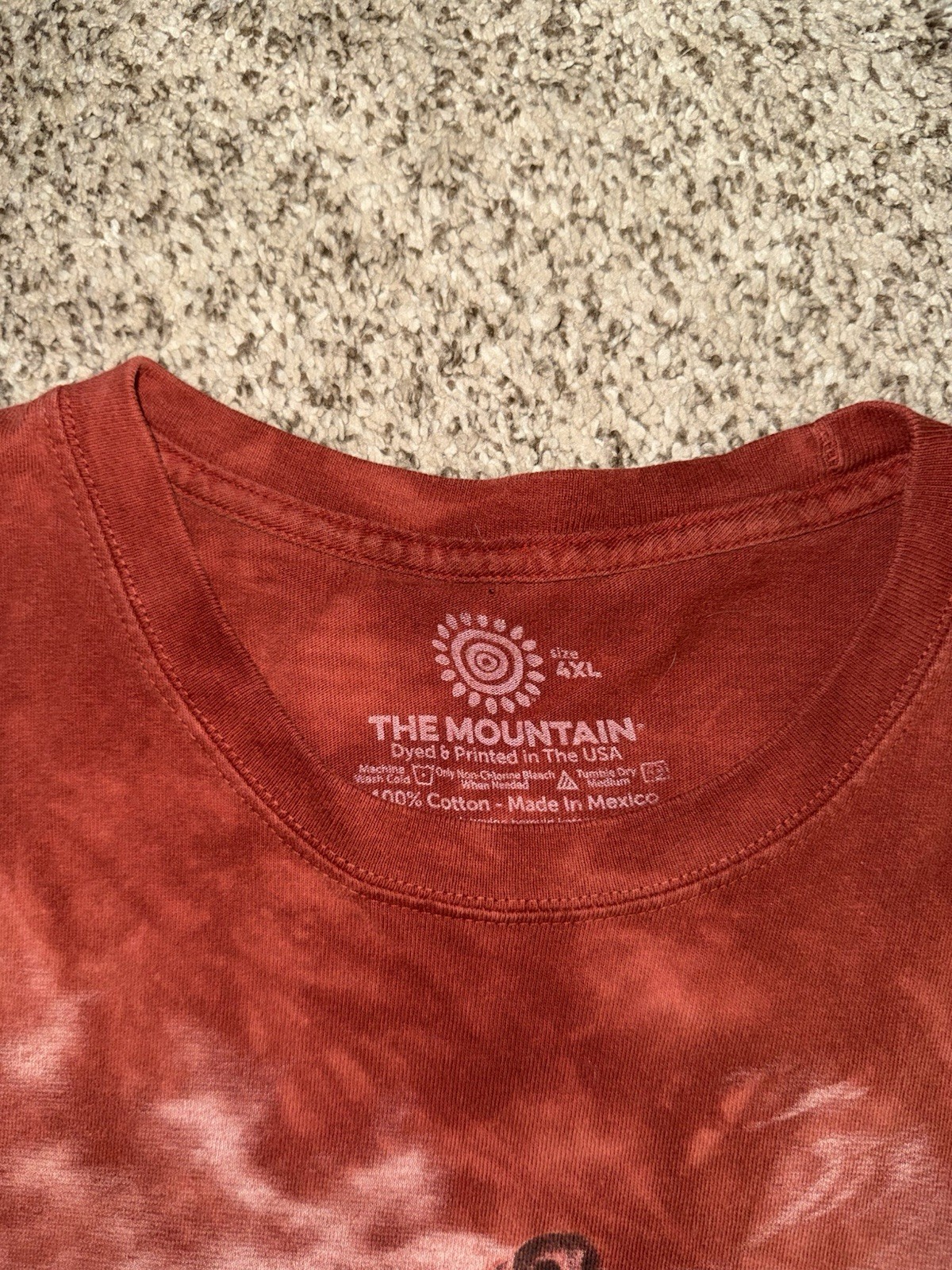 The Mountain Red Tie-Dye Grey Wolf Graphic Cotton Knit Crew Neck Tee 4XL