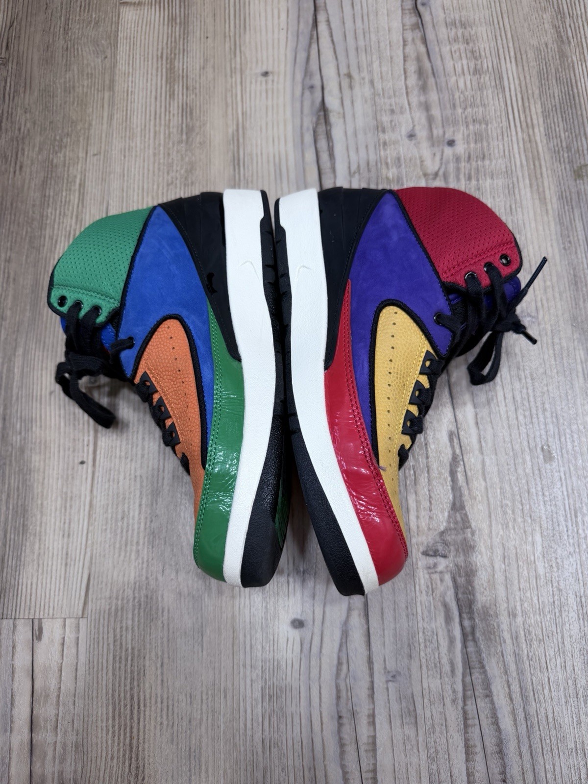 Nike Jordan Retro 2 Mid Top Multicolor Colorblock Leather Lace-Up Sneakers