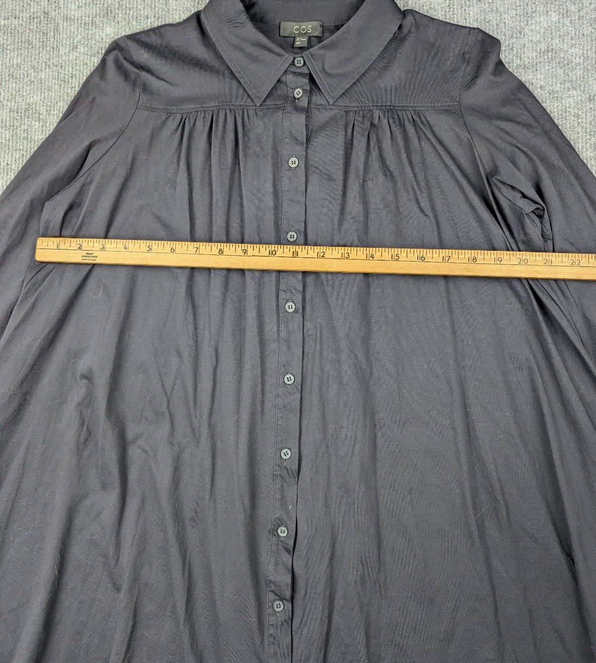 COS Shirt Dress Womens Small Cotton Relaxed Fit Lagenlook Quiet Luxury Navy Blue
