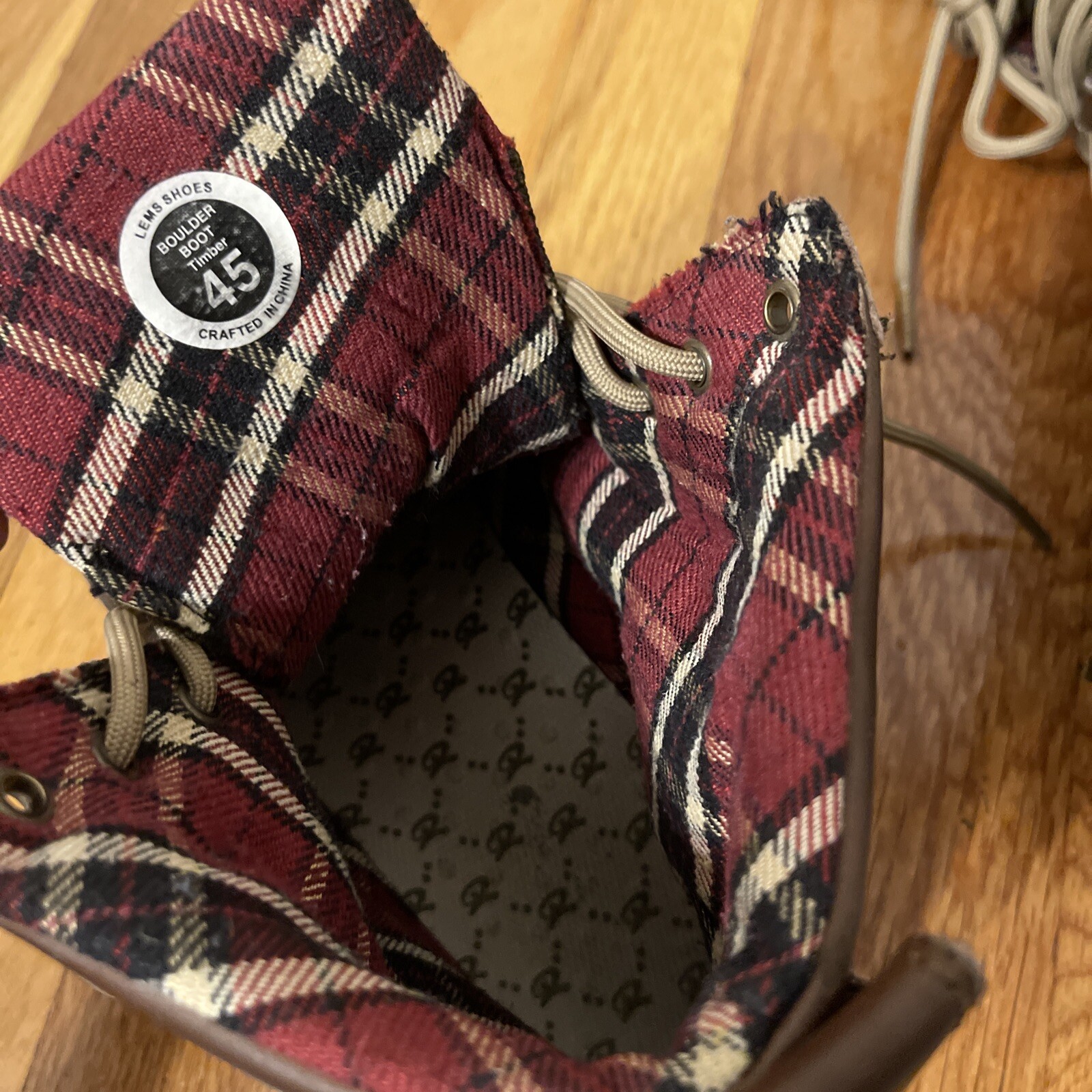 Lems Boulder Boot Boots Timber Green Plaid Lined Men’s Size EU 45/ US 11