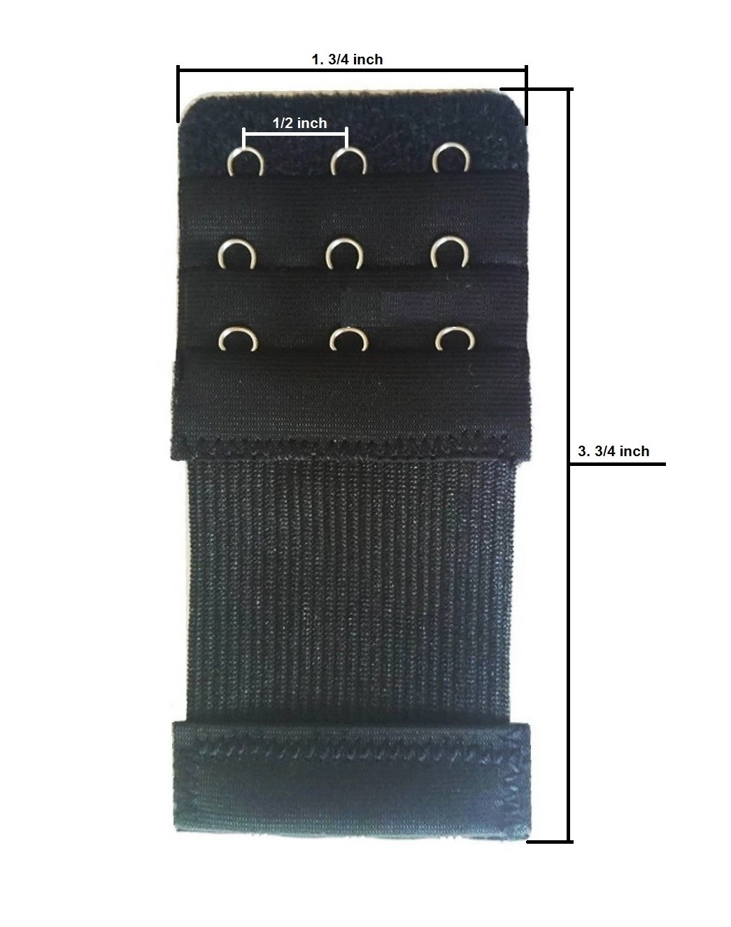 Set of 4 Narrow Bra Extenders 3 Hooks With Elastic Band Half Inch Spacing