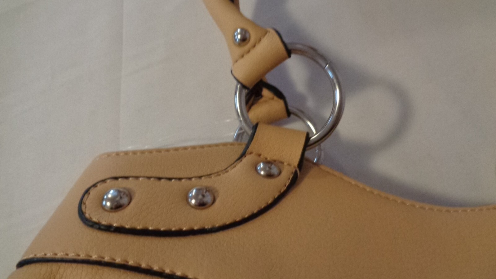 TAN MUSTARD YELLOW HANDBAG PURSE UNBRANDED TOTE MULTI POCKET DOUBLE HANDLE ZIPS